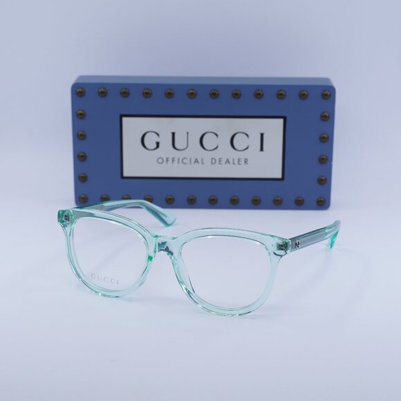 Gucci GG1687O 004 Square Eyeglasses – Transparent Green 52mm - Picture 1 of 9